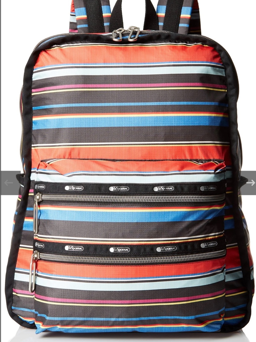 Lesportsac Striped Red Multi-Color Backpack